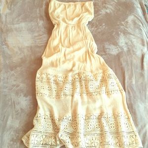 Sweet Journey Strapless Gauze Crochet Boho Dress